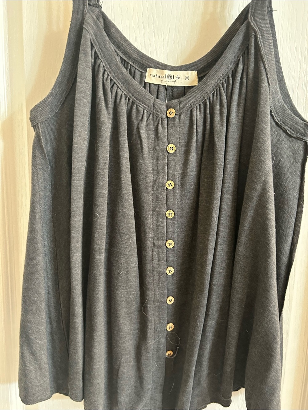 Natural life Slate Gray Button-Front Spaghetti Strap Tank - size medium - Picture 3 of 7